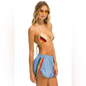 🎸AVIATOR NATION🎸🔥NWT🔥 WOMEN'S 5 STRIPE FLEX BOARD SHORTS - ISLANDA /RAINBOW—L